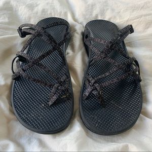 chacos black slip on sport sandals
